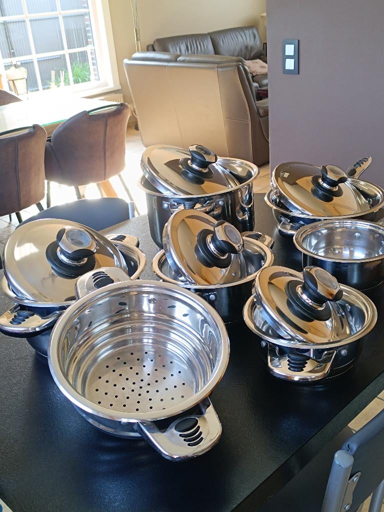 Lot faitouts casserole sauteuse inox 18/10, Inox, Enlèvement, Autres types, Plaque céramique