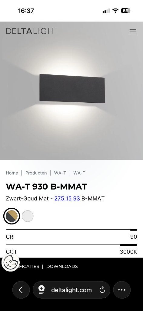 Verlichting - 3 stuks - deltalight WA-T 930 B-MMAT, Ophalen, Overige merken, Wandlamp, Meerkleurig