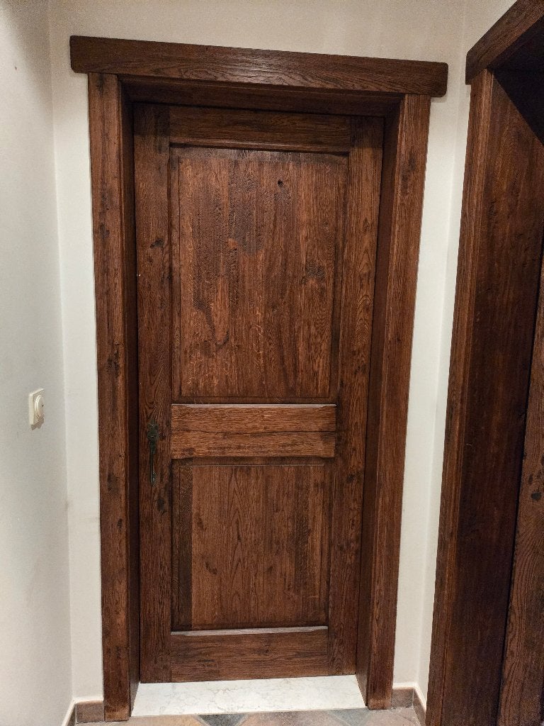 Massief eikenhouten binnendeuren met vintage handgrepen, Ophalen, Gebruikt, 80 tot 100 cm, Binnendeur