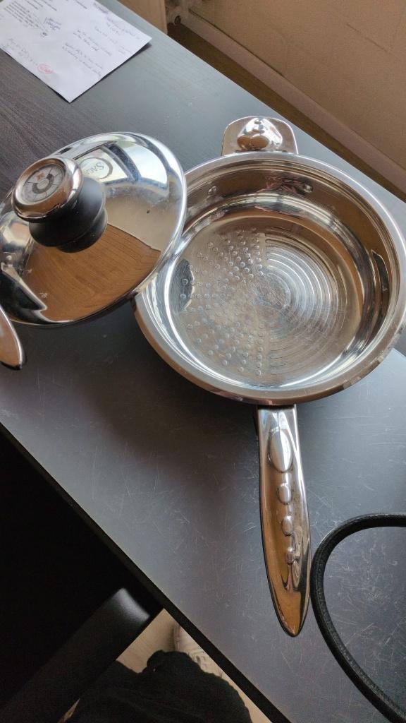 inox braadpan - binnenste diam 25cm - 20€, Ophalen of Verzenden, Zo goed als nieuw, Inox, Koekenpan of Braadpan