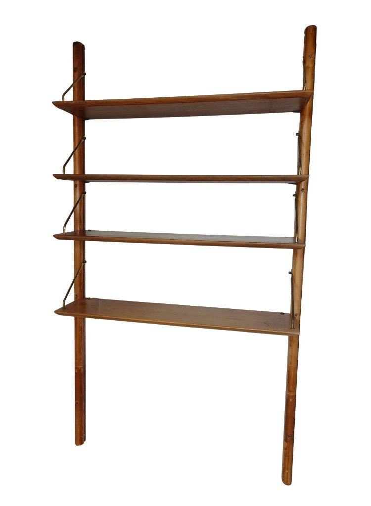 Veilinghuis Oranje - Vintage wandsysteem Louis Van Teeffelen, Huis en Inrichting, Ophalen, Met plank(en), Gebruikt, Teakhout