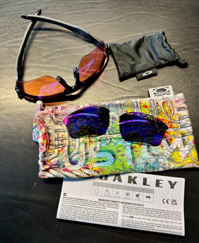 Oakley Half Jacket 2.0 XL Prizm Trail + 2de set lenzen, Zonnebril, Zwart, Ophalen of Verzenden, Zo goed als nieuw
