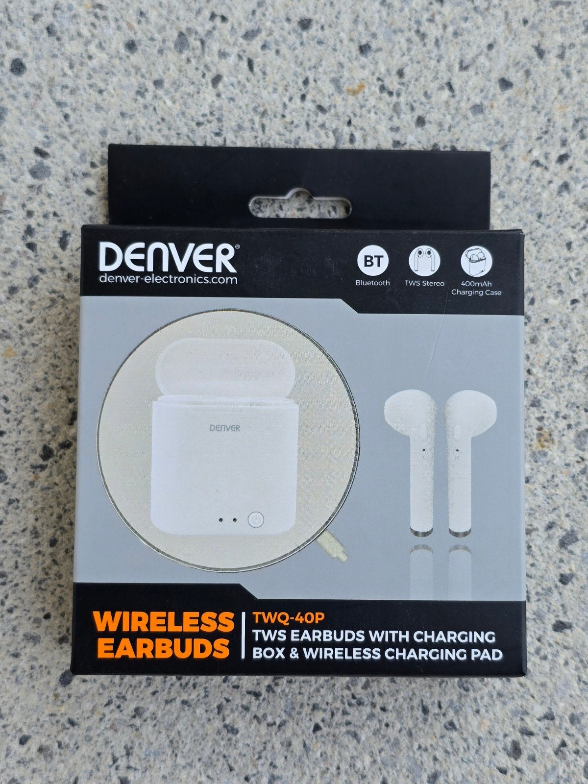 Écouteurs Bluetooth sans fil Denver TWQ-40P + chargeur, Neuf, Moins de 60 watts, Enlèvement ou Envoi, Enceinte portable