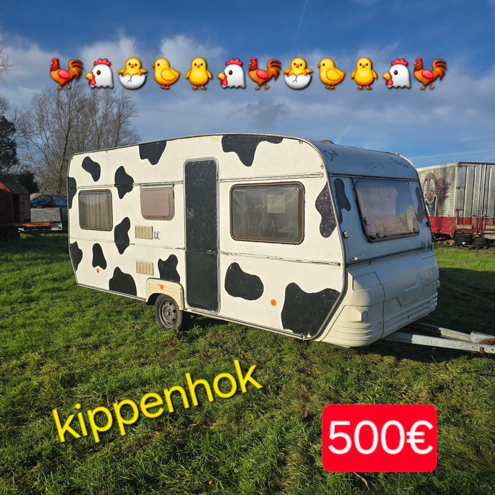 Caravan kippenhok werfkeet paardeweide bos vijver chassis 5m, Enlèvement