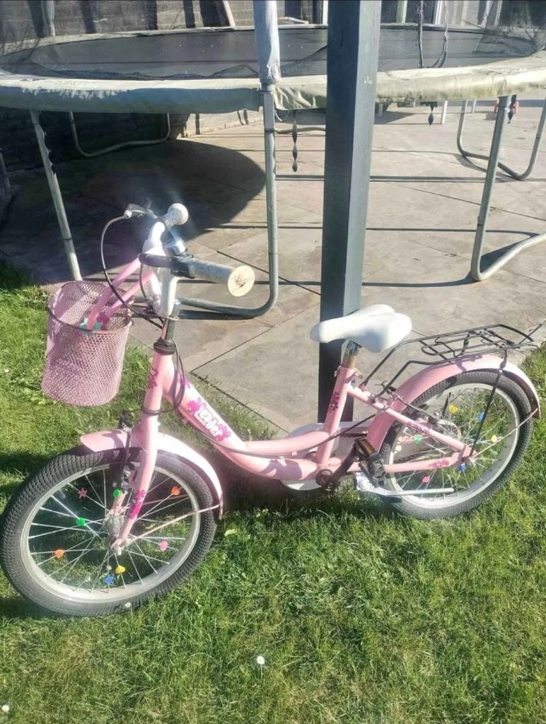 Roze fiets 18 inch, Fietsen en Brommers, Ophalen, Gebruikt, Velgrem, 16 tot 20 inch