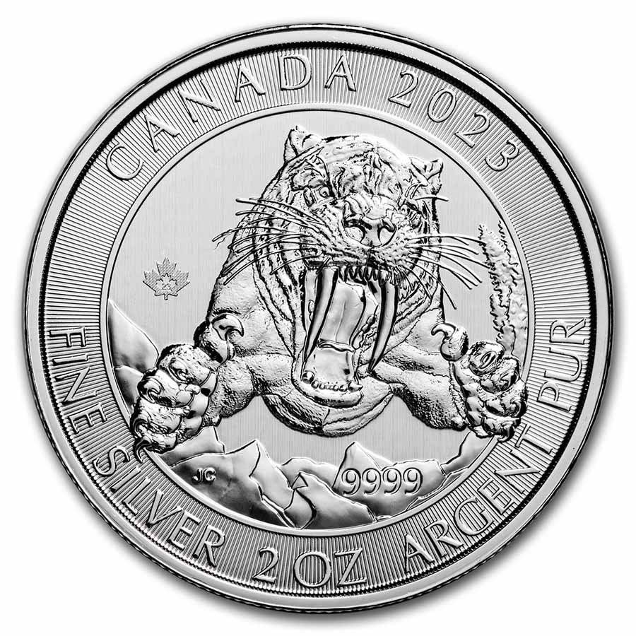 Pièces 2oz Argent - Ice Aged Serie - Smilodon & Mammouth, Enlèvement, Monnaie