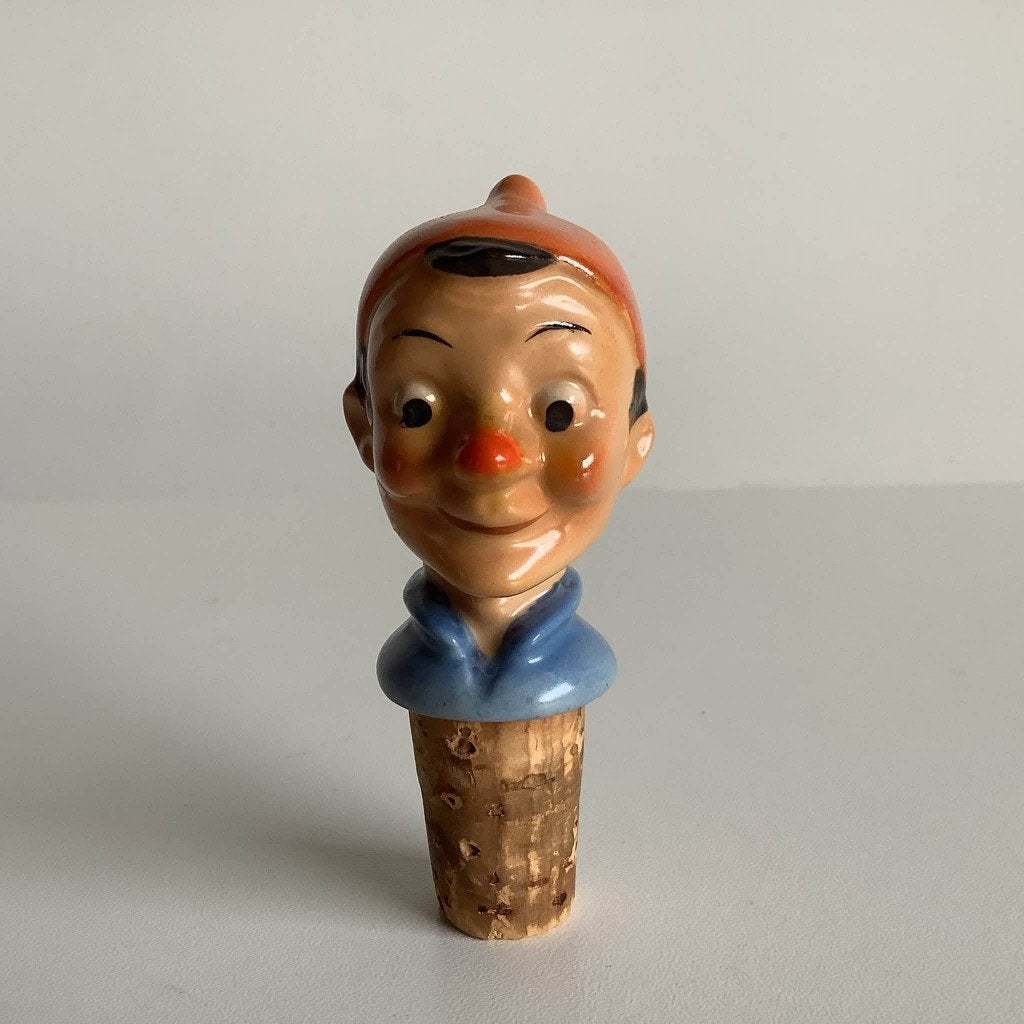 Vintage Pinokkio keramische flessendop / wijnstop, Ophalen of Verzenden