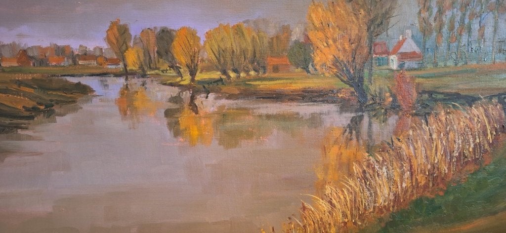 LEON BEEL - PRACHTIG GESIGNEERD HERFSTLANDSCHAP, Ophalen, Paneel, Realistisch, Landschap