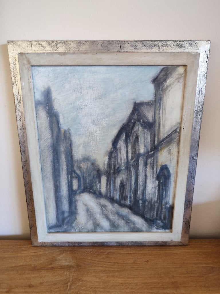 Tableau "Bruges en hiver" (2001) – Signé Cardinael, Œuvre originale, Enlèvement ou Envoi, Peinture à l'huile, Expressionniste