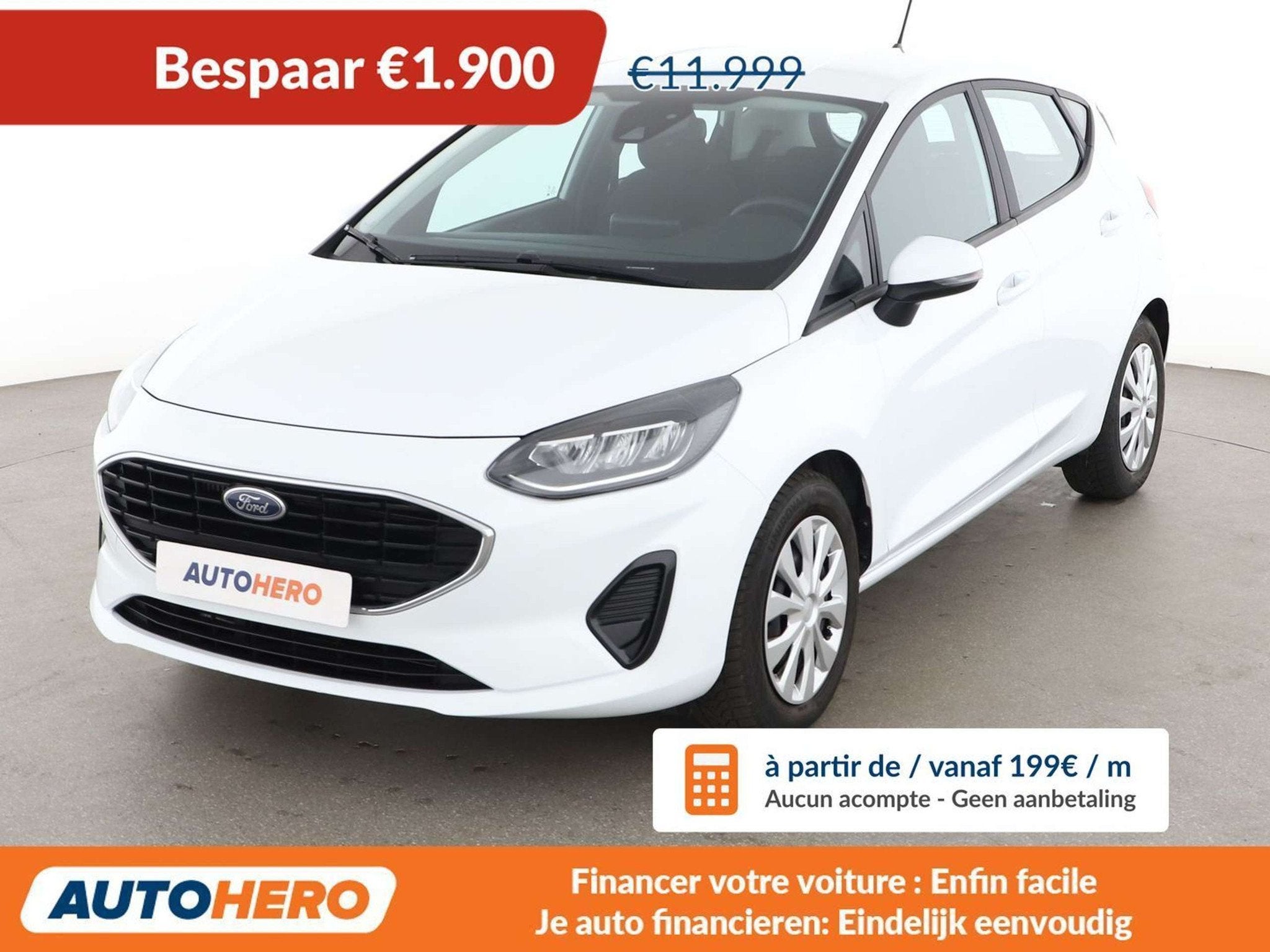 Ford Fiesta 1.0 EcoBoost Cool&Connect (bj 2023), Auto's, Stof, Gebruikt, Wit, https://public.car-pass.be/vhr/2d338a88-91dc-496e-9f41-3e46e4c3ebbd