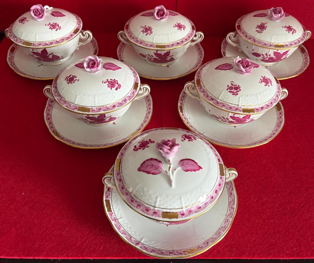 Vintage Service à Potage en Porcelaine de Herend pour 6, Enlèvement