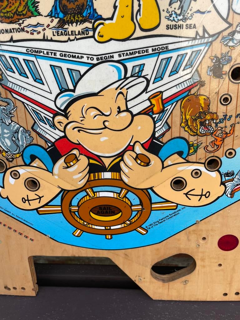 Popeye Saves the Earth pinball playfield, Ophalen of Verzenden, Zo goed als nieuw, Bally