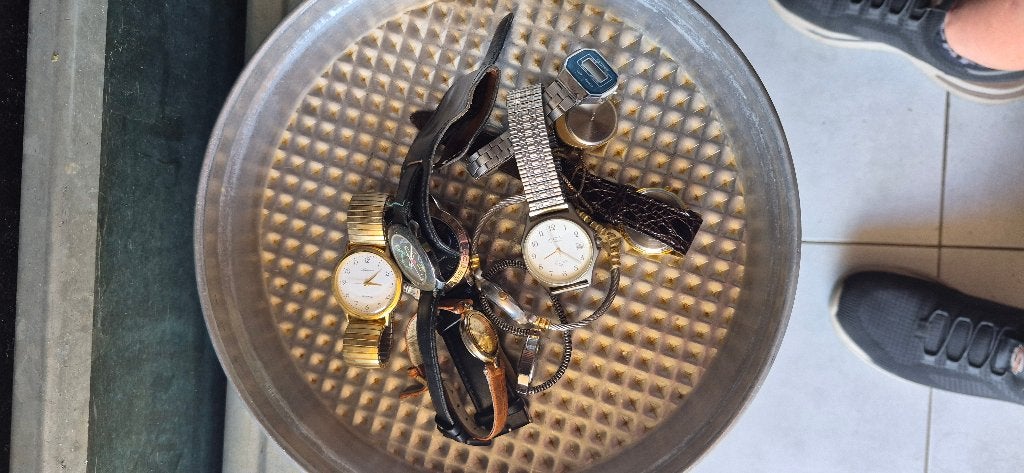 Vintage horlogeset, Handtassen en Accessoires, Horloges | Heren, Ophalen, Gebruikt, Polshorloge