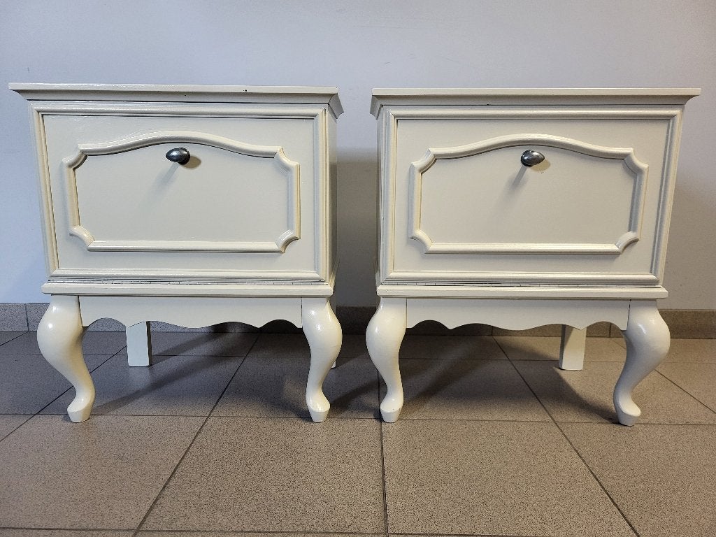 Set van 2 vintage nachtkastjes (gerestyled), 45 à 65 cm, Enlèvement, Utilisé, 55 à 70 cm