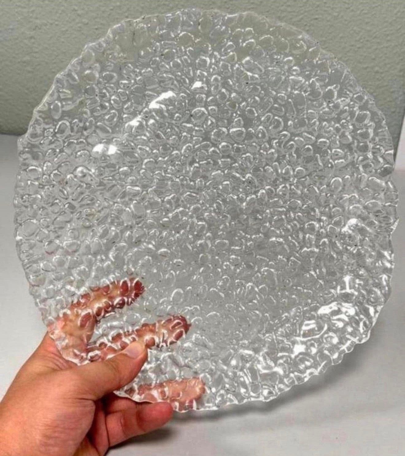 Groot antiek Vintage glazen bord serveer-schaal glas 28cm, Antiek en Kunst, Ophalen of Verzenden