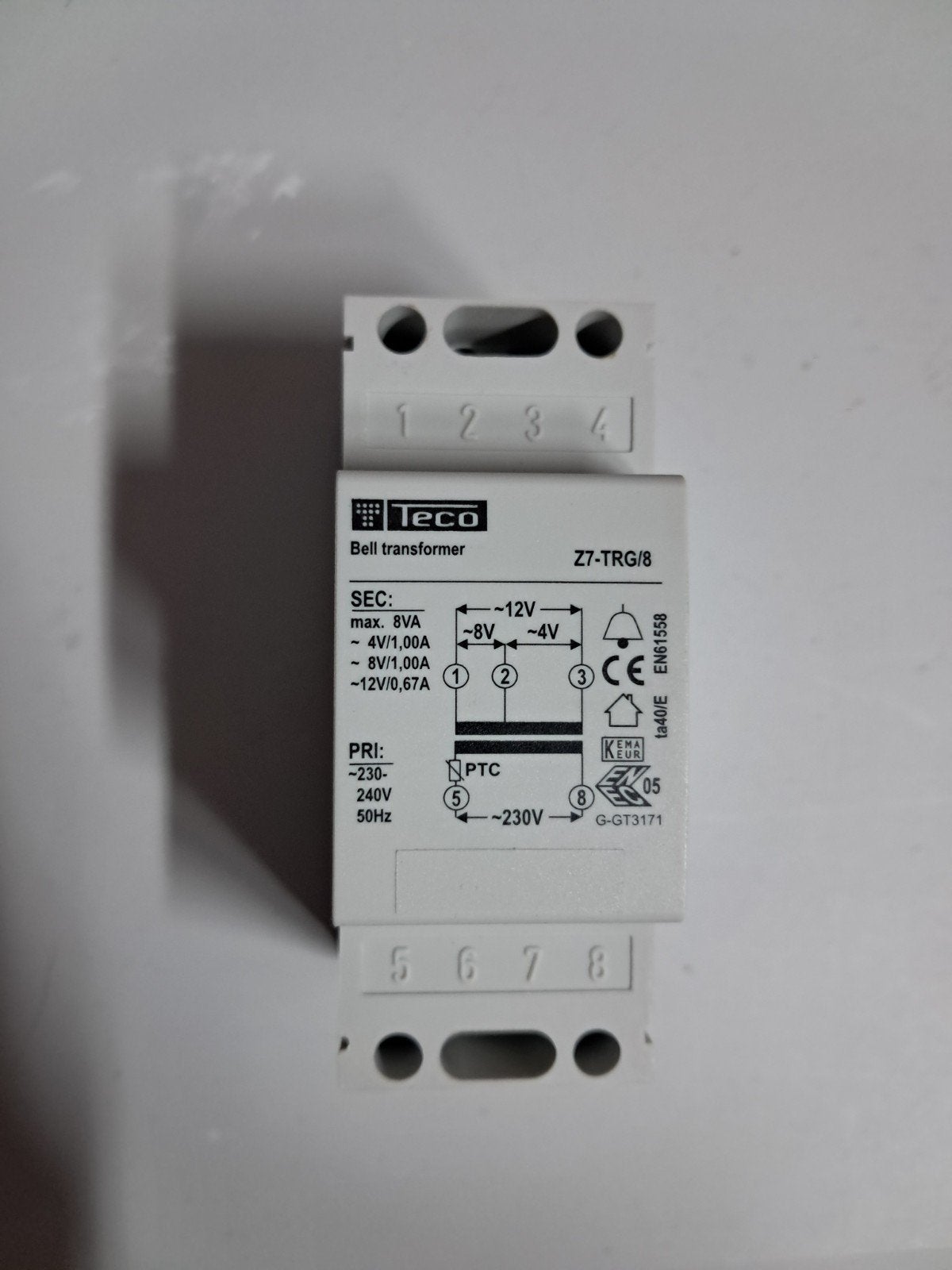Teco Z7-TRG/8 Beltransformator / Beltrafo (8VA, 4V-8V-12V) –, Enlèvement ou Envoi, Utilisé