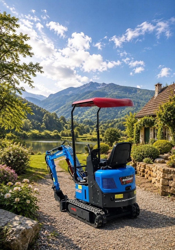 LIVRAISON GRATUITE Mini-pelle Bagger1000 PRO KINGWAY, Envoi, Excavatrice