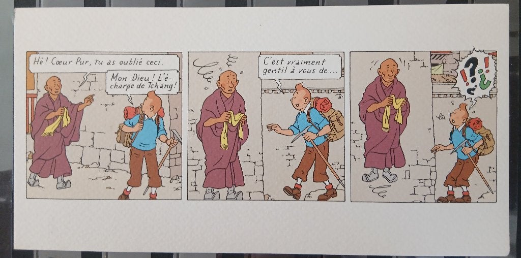 Carte postale (8) : Exposition "Tintin au Tibet" en 1994, Enlèvement