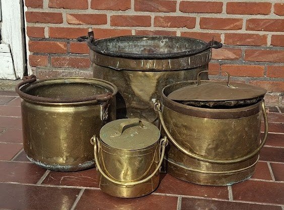 4 koperen ketels in verschillende formaten, Antiek en Kunst, Ophalen