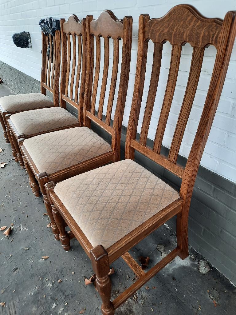4 bekleedde eiken stoelen, Antiek en Kunst, Ophalen
