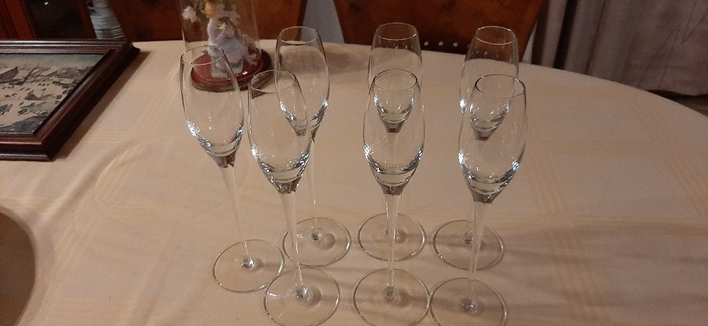 champagne glazen 7 stuks hoogte 29 cm, Ophalen, Zo goed als nieuw