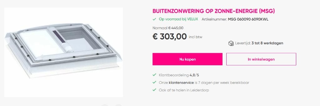 Zonnewering voor velux CVP CFP CSP 060090, Ophalen, Minder dan 250 cm, Nieuw, Elektrisch