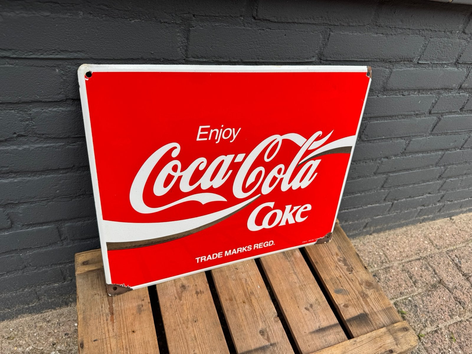 Coca Cola Coke emaille reclamebord, Ophalen of Verzenden, Gebruikt, Reclamebord