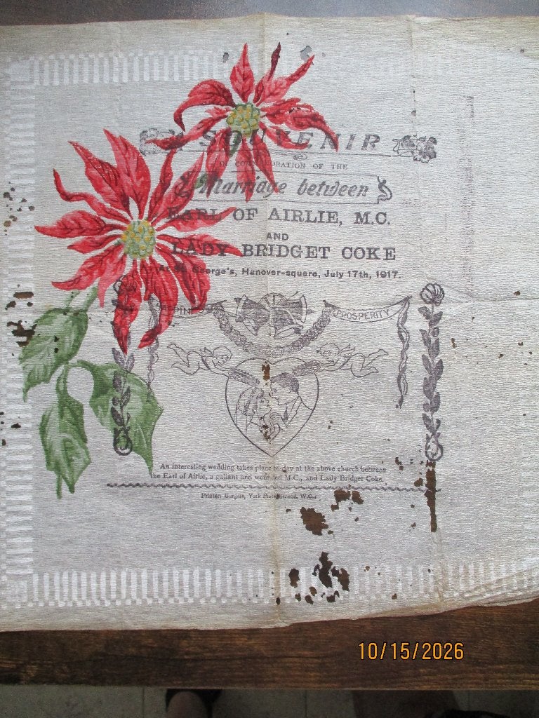 Souvenir Huwelijk  Earl of Airlie. 1917, Ophalen of Verzenden