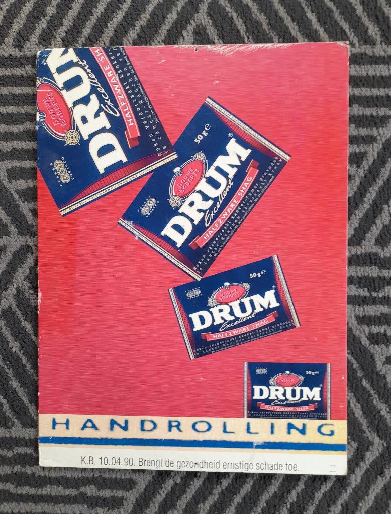 Karton reclame  Drum tabak  -  1995, Verzenden, Gebruikt