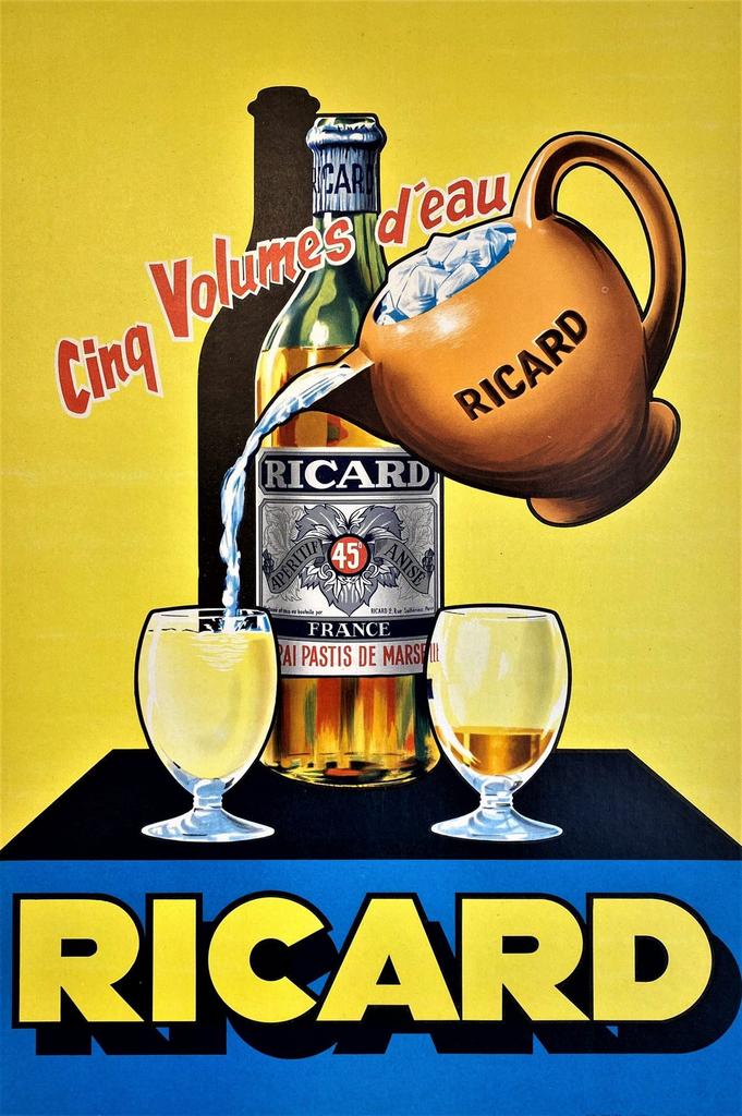 Metalen reclamebord Ricard 4 - retro vintage mancave, Verzamelen, Ophalen of Verzenden, Zo goed als nieuw, Reclamebord