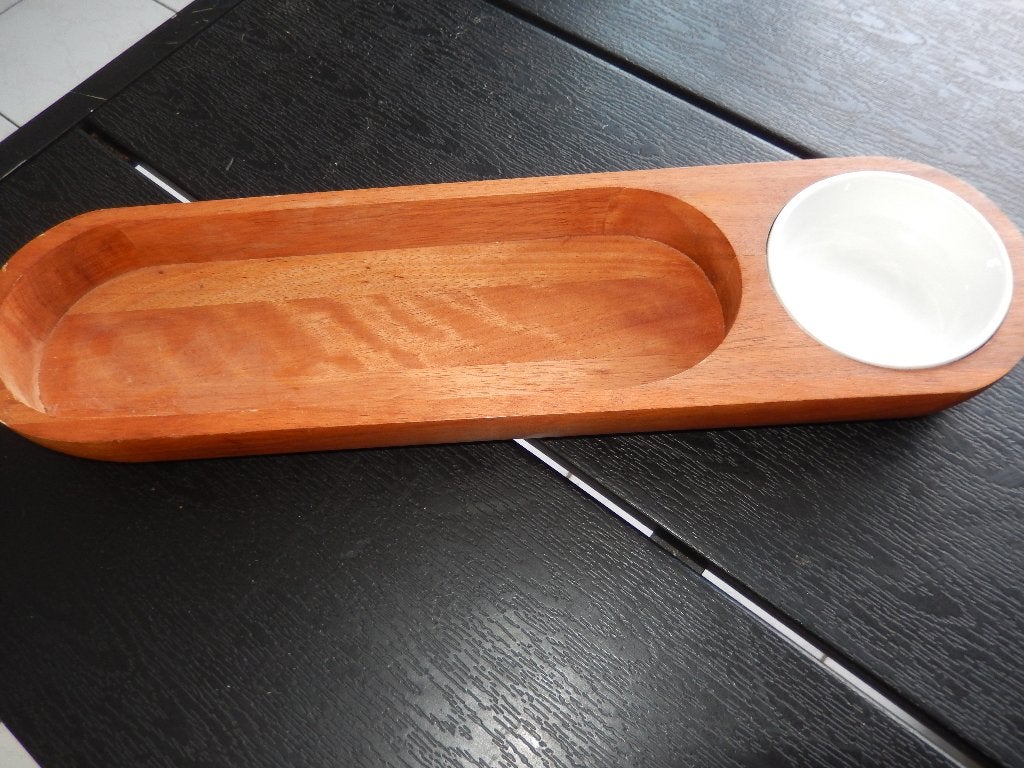 Houten broodschaal met bakje voor boter (zgan), Enlèvement ou Envoi, Comme neuf