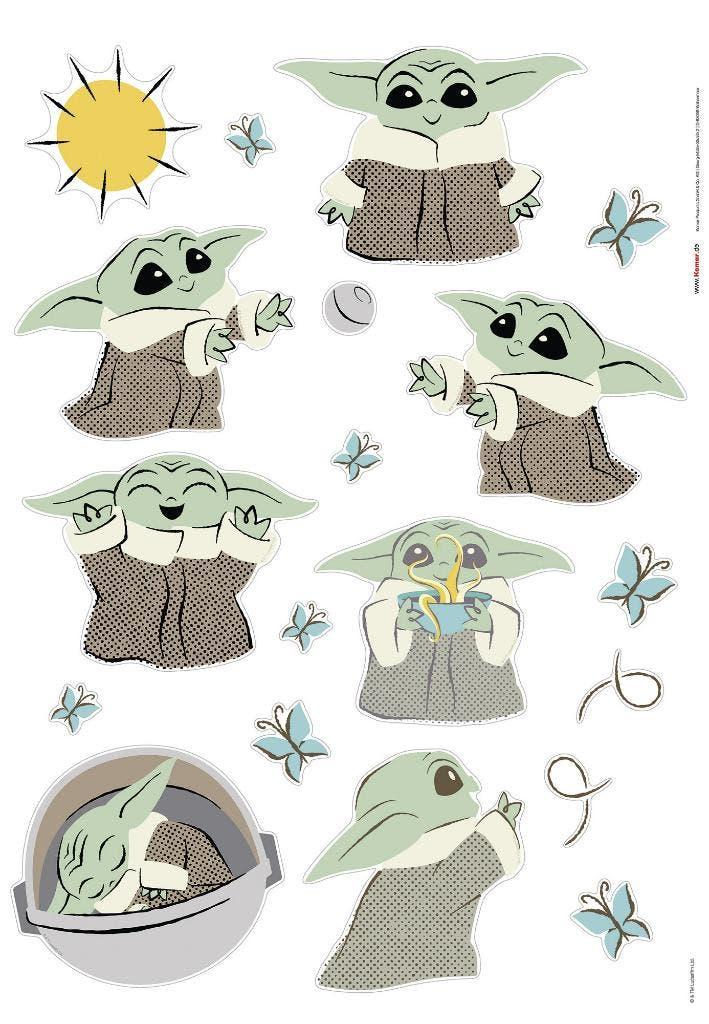 19 Star Wars Muurstickers - 50x70 cm - Mandalorian Grogu, Ophalen of Verzenden, Nieuw, Overige typen