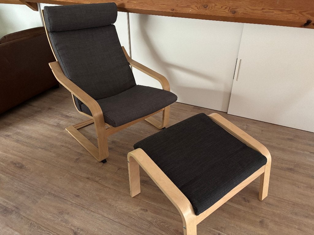 Fauteuil et repose-pieds Poang, Maison & Meubles, Enlèvement, Comme neuf
