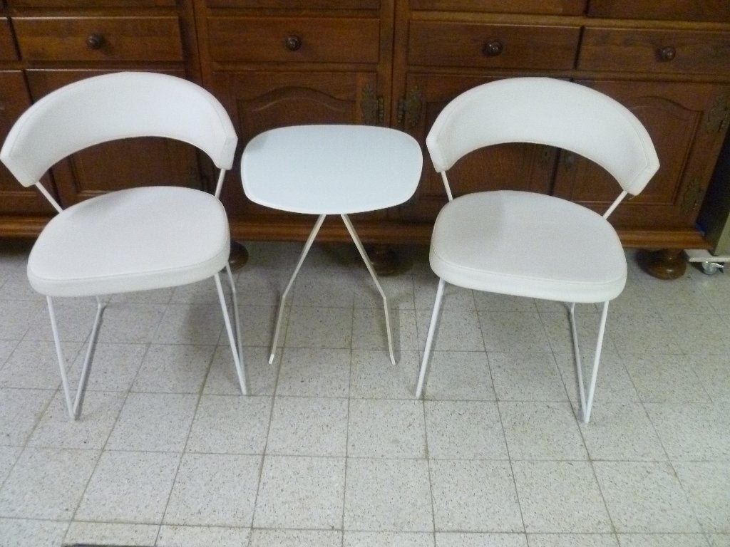2 Stoelen & tafeltje merk Calligaris new-york, Métal, Comme neuf, Deux, Enlèvement