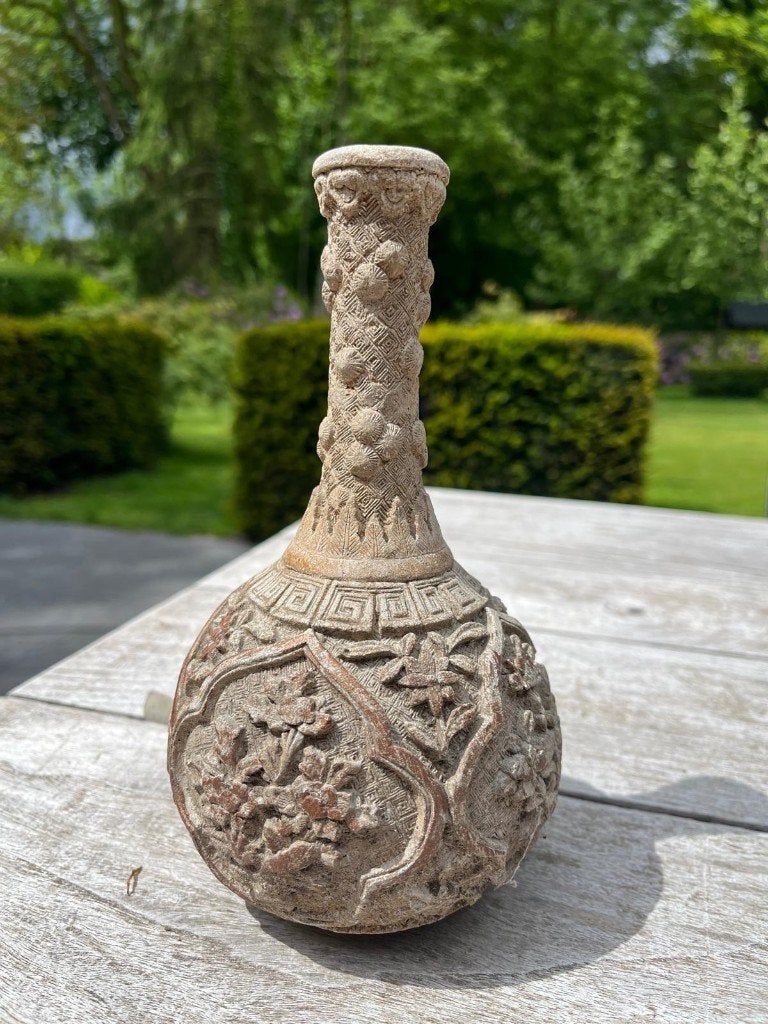 Authentieke Chinese Vaas met Rijk Reliëf (20 cm), Ophalen