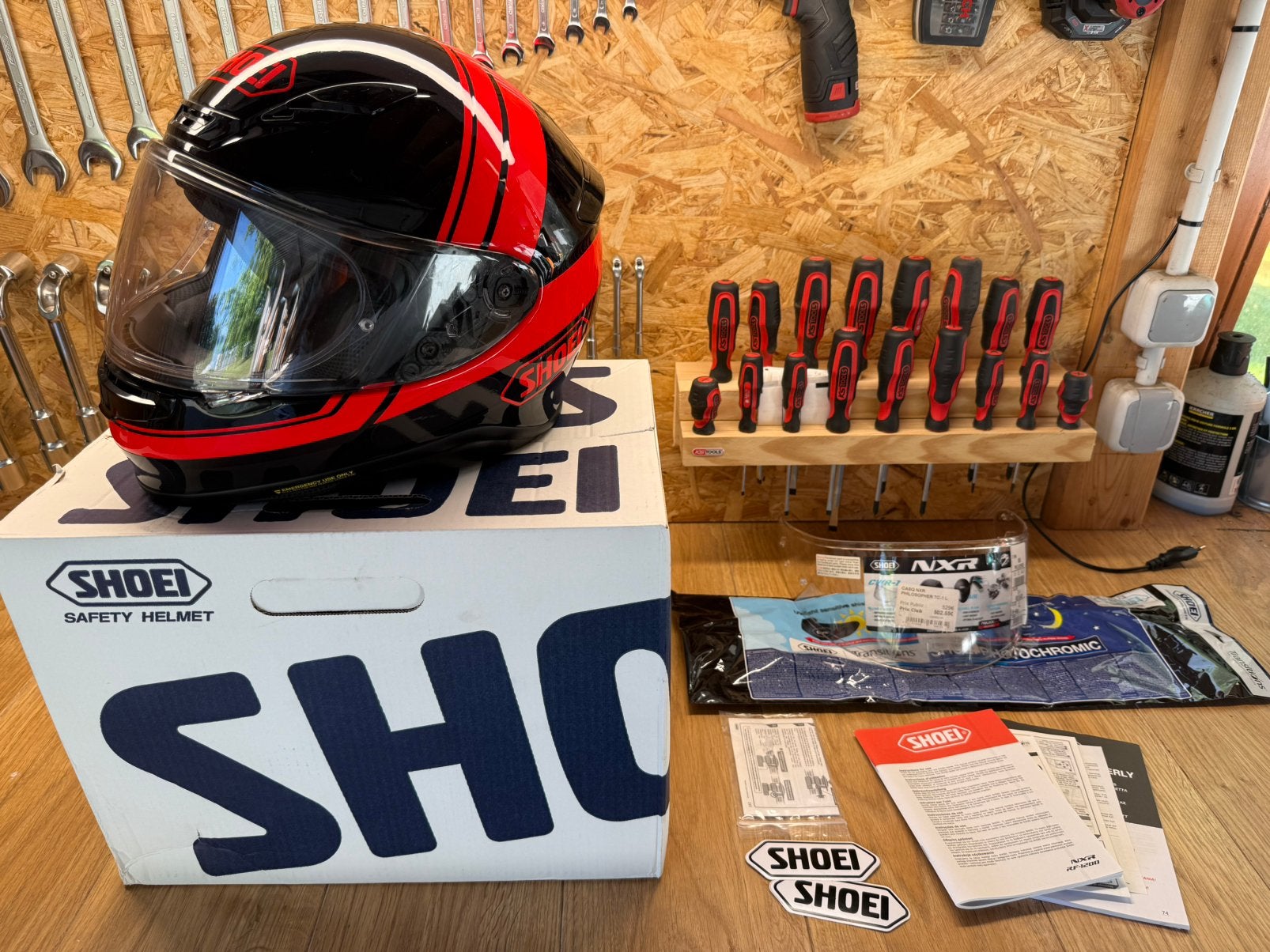 Shoei NXR helm maat L + meekleurend scherm, Ophalen, Integraalhelm, Shoei, L