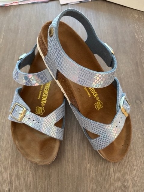 Birkenstock sandalen Rio python blue maat 38 ZGAN, Kleding | Dames, Schoenen, Zo goed als nieuw, Sandalen of Muiltjes, Blauw, Ophalen of Verzenden