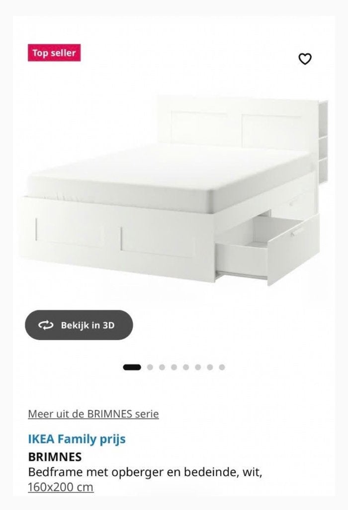 Bed Brimnes 160x200, Huis en Inrichting, Ophalen, Gebruikt, Wit, Tweepersoons