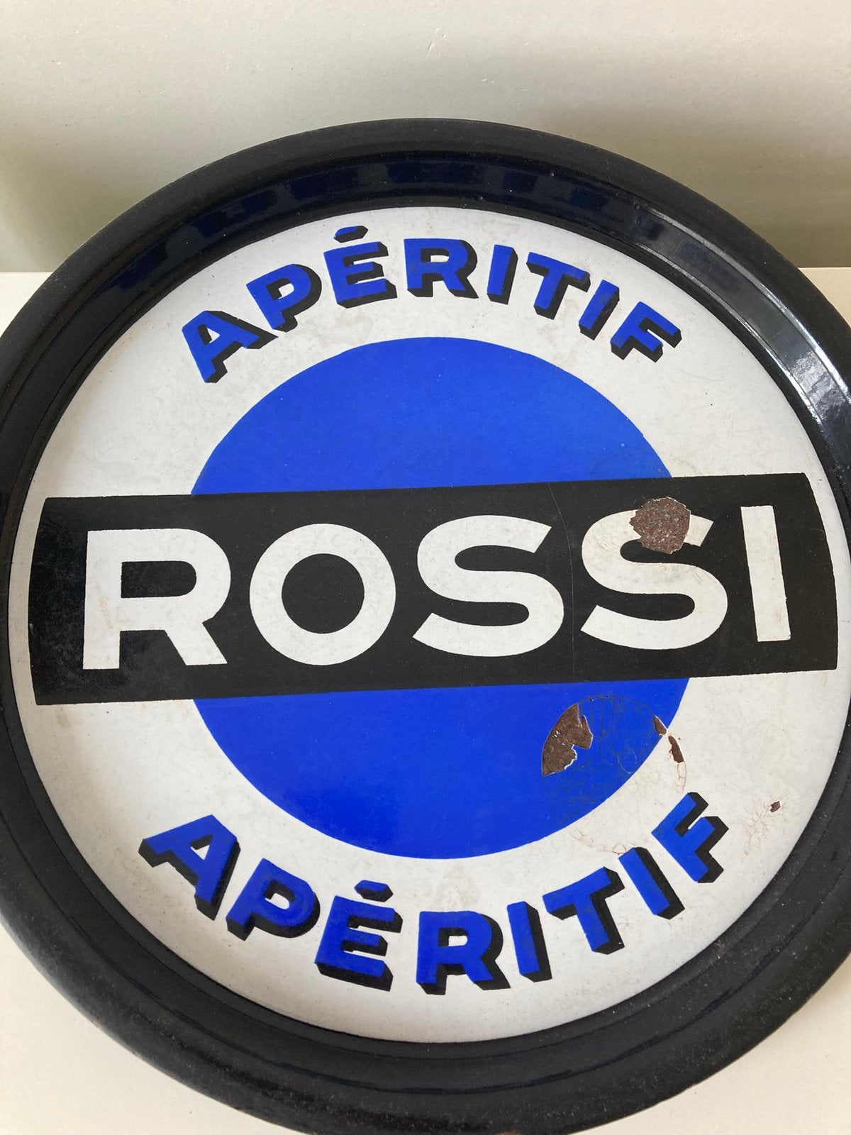 Emaille Rossi Apéritif bierplateau, Verzamelen, Ophalen of Verzenden, Gebruikt