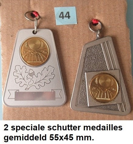 schietsport, set van 2 grote medailles, geweer schieten, Postzegels en Munten, Penningen en Medailles, Overige materialen, Ophalen of Verzenden