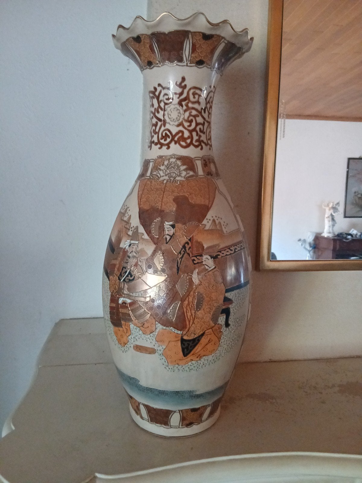 Prachtige grote vintage vaas (57 cm) – Satsuma-stijl (Macau), Antiek en Kunst, Ophalen