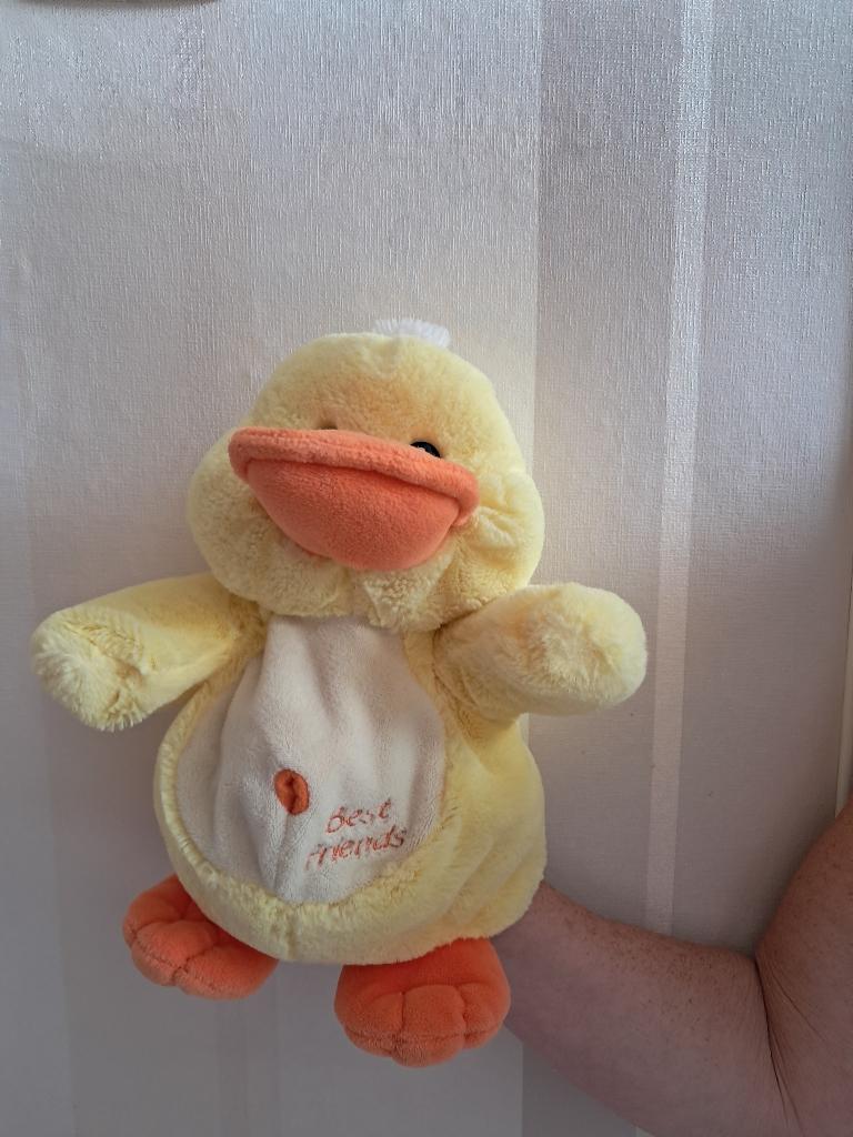 Knuffel handpop eend, Ophalen, Zo goed als nieuw, Geel, Eend
