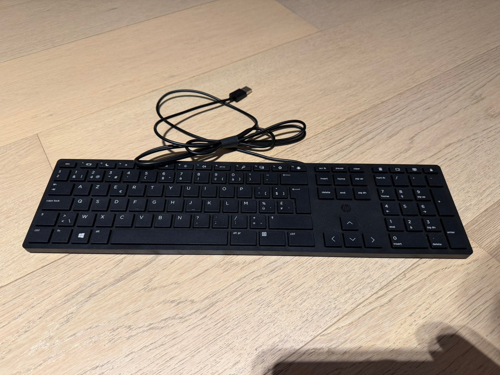 Toetsenbord HP bedraad zwart, Computers en Software, Toetsenborden, Ophalen, Azerty, Zo goed als nieuw, Bedraad