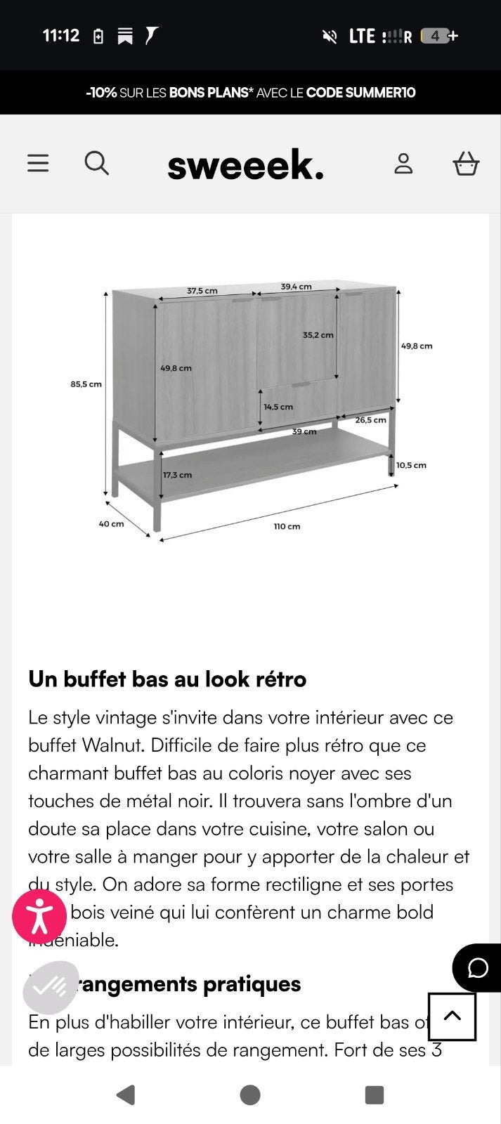 buffet en noyer, Enlèvement, Neuf