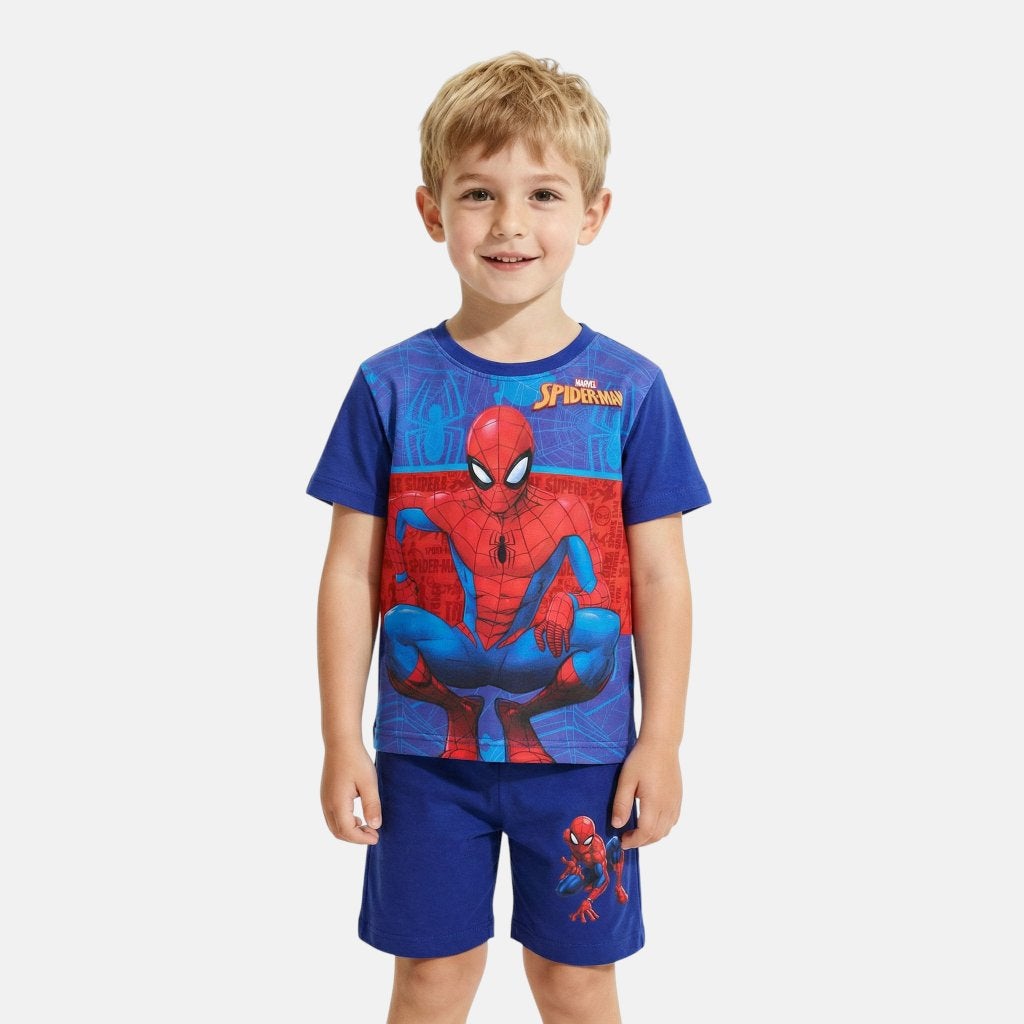 Spiderman Shortama Blauw - Marvel - Mt 98-104-110-116-128, Kinderen en Baby's, Ophalen of Verzenden, Spiderman, Jongen, Setje
