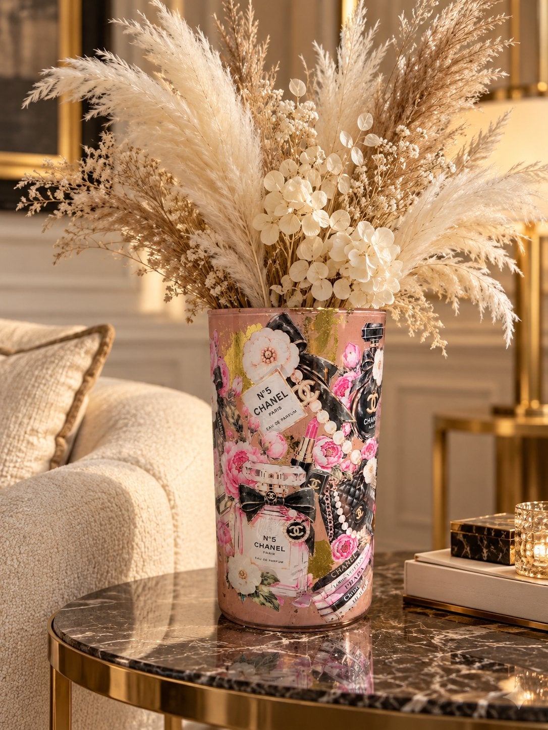 Glazen vaas fashion design, Maison & Meubles, Convient pour fleurs séchées, Enlèvement ou Envoi, Rose, Verre