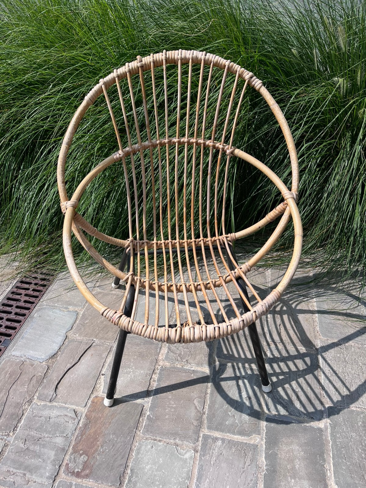 Vintage retro rotan stoeltje, Enlèvement, Utilisé