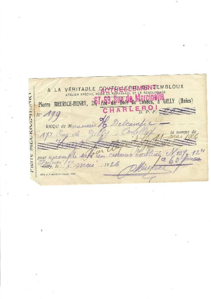 Ancien reçu 1926, Ophalen of Verzenden, Gebruikt