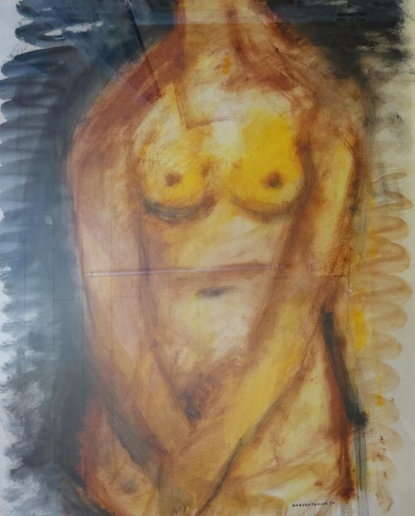Jean Oosterlynck, Staand Naakt, 1970, Aquarel, 80x60 cm, Enlèvement