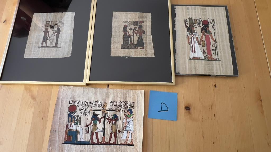 Egyptische papyrusschilderingen, Huis en Inrichting, Woonaccessoires | Schilderijen, Tekeningen en Foto's, Minder dan 50 cm, Overige typen